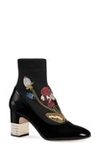 Women's Gucci Candy Floral Embroidered Bootie Us / 38eu - Black