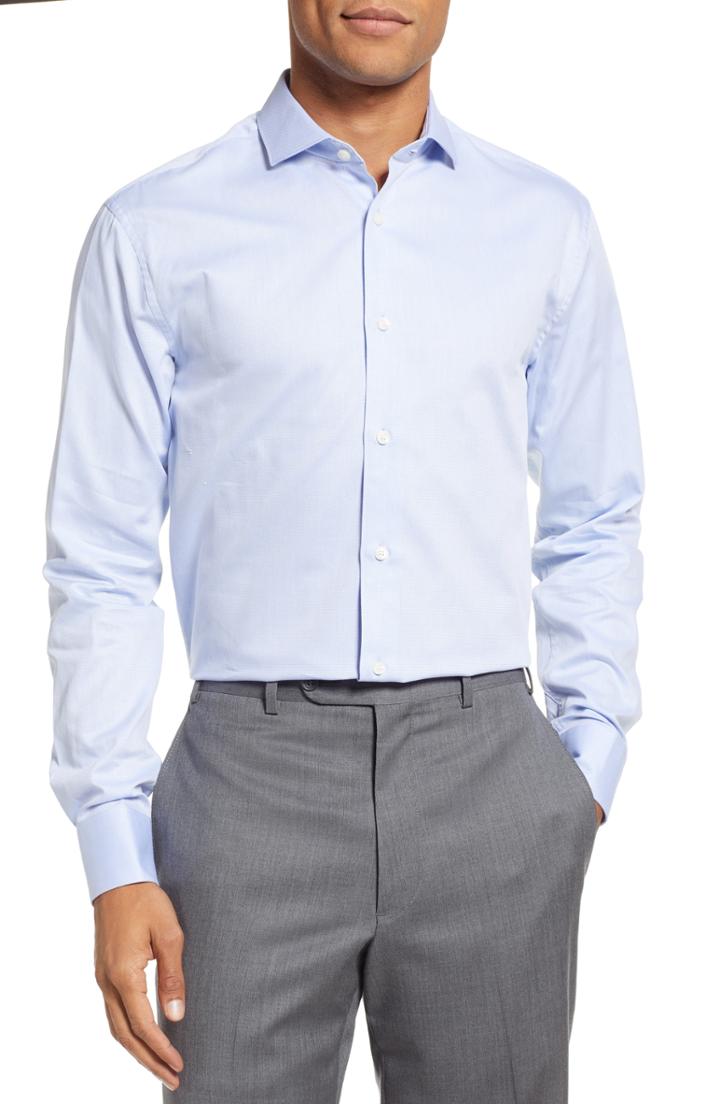 Men's Tiger Of Sweden Farrell Trim Fit Solid Dress Shirt Eu - Blue