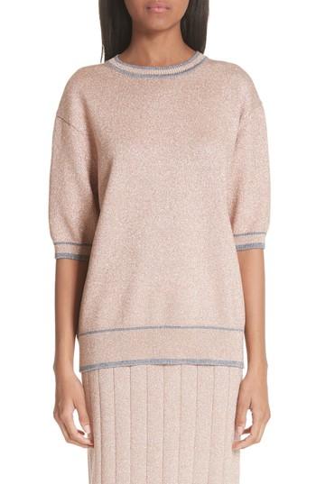 Women's Marc Jacobs Rib Trim Metallic Sweater - Coral