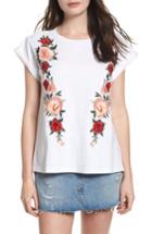 Women's Bp. Embroidered Cotton Tee, Size - White