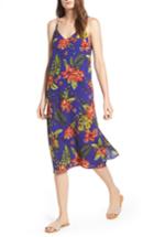 Women's Strappy Floral Print Midi Dress - Blue