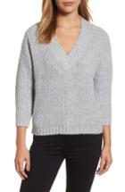 Women's Press Lace Up Back V-neck Sweater - Grey