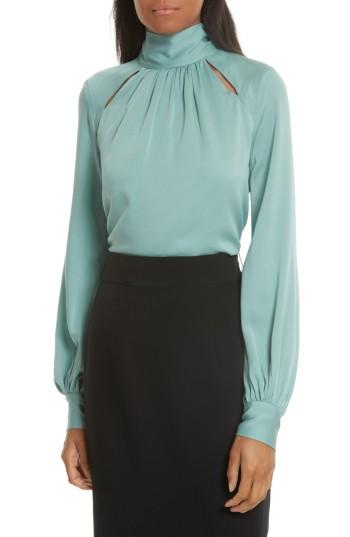 Women's Milly Simona Tie Back Stretch Silk Blouse - Blue