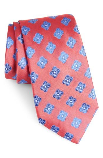 Men's Nordstrom Men's Shop Cameron Floral Medallion Silk Tie, Size X-long - Red