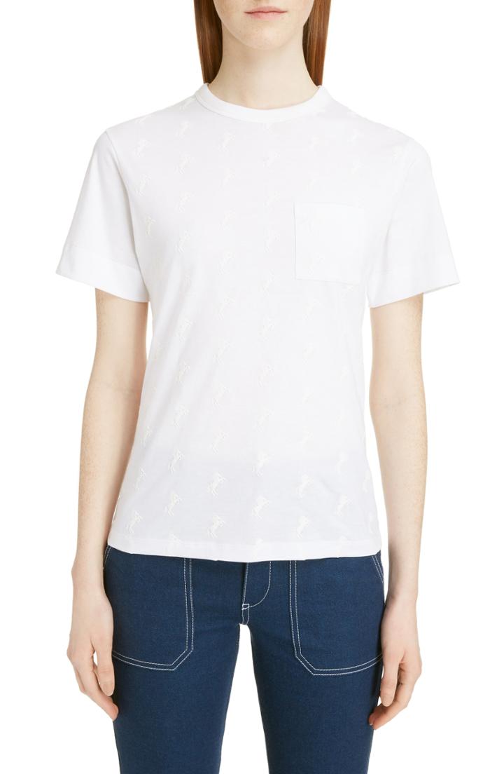 Women's Chloe Embroidered Horse Tee - White