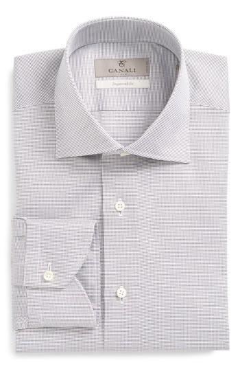 Men's Canali Regular Fit Geometric Dress Shirt - Grey