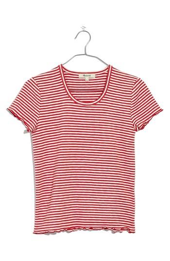 Women's Madewell Stripe Baby Tee, Size - Orange