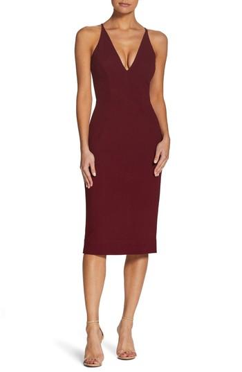Women's Dress The Population Lyla Crepe Sheath Dress - Burgundy