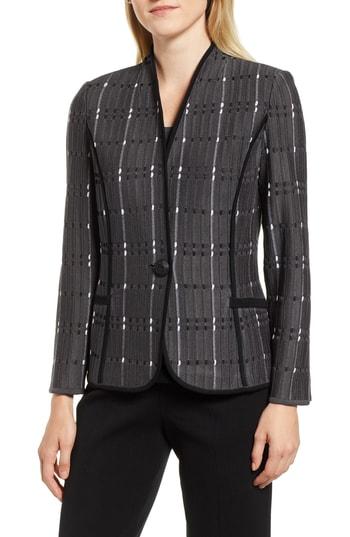 Women's Ming Wang Jacquard Knit Jacket - Grey