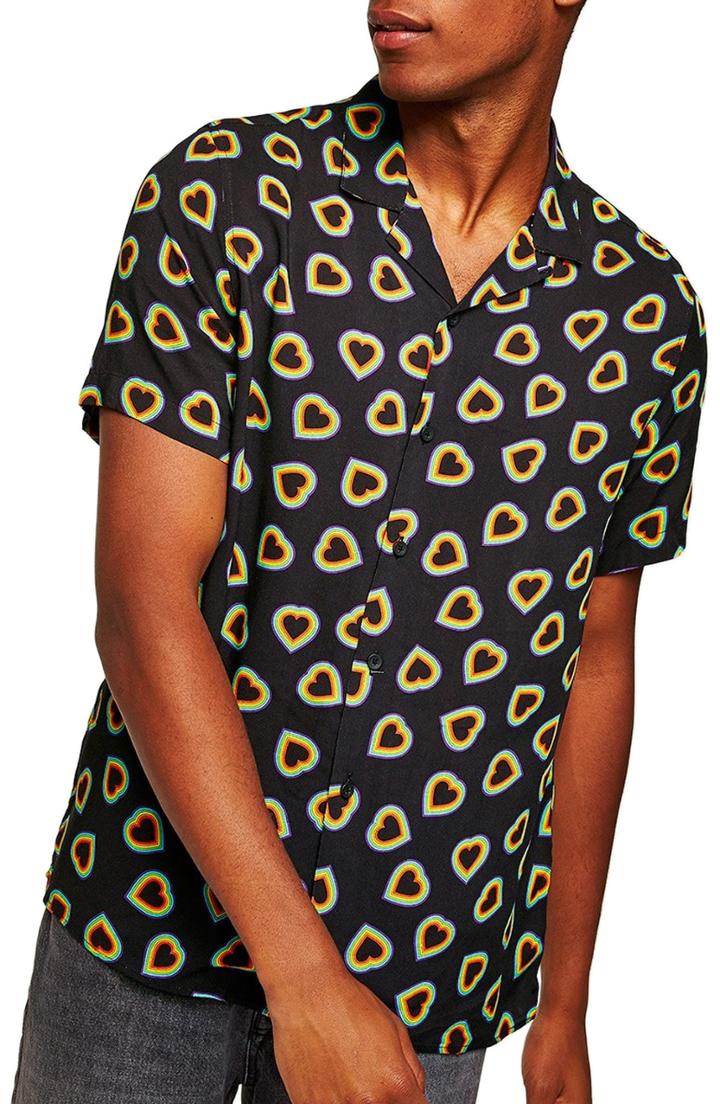 Men's Topman Heart Print Classic Fit Shirt