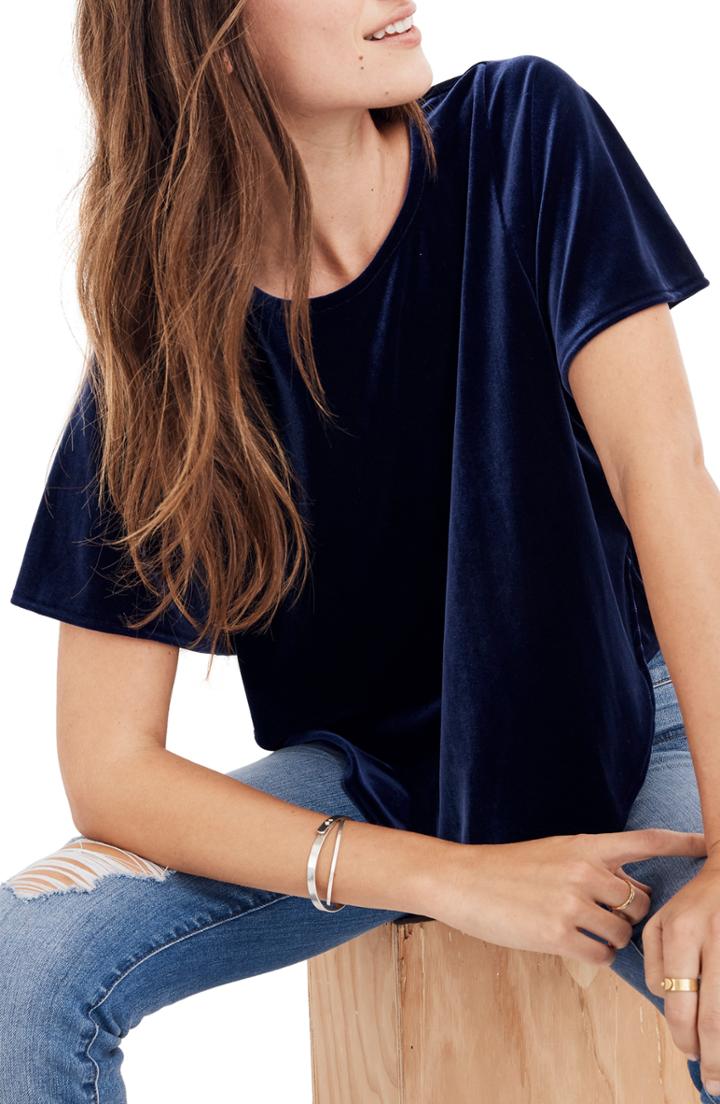 Women's Madewell Velvet Butterfly Top - Blue