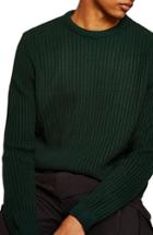 Men's Topman English Knit Crewneck Sweater - Green