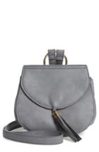 Emperia Tassel Faux Leather Crossbody Saddle Bag - Grey
