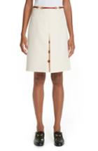 Women's Gucci Button Front Pleated Skirt Us / 42 It - Ivory