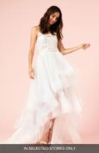 Women's Bliss Monique Lhuillier Lace & Organza High/low Halter Gown