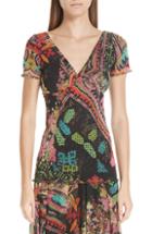 Women's Fuzzi Print Tulle Twist Top - Black