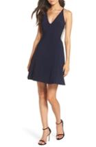 Women's Xscape Deep V-neck Skater Dress - Blue