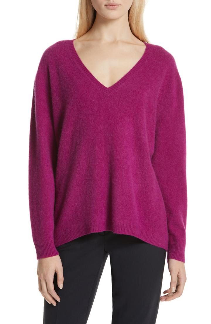 Women's Nordstrom Signature Boiled Cashmere V-neck Sweater - Purple