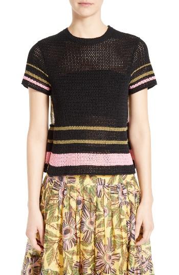 Women's Red Valentino Floral Print Back Crochet Sweater