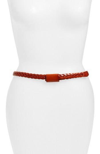 Women's Elisa M. Lasso Braided Leather Belt - Cognac