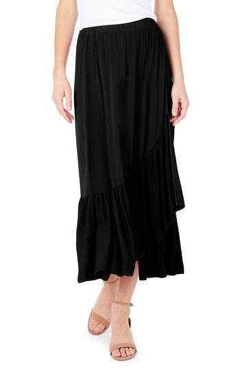 Women's Michael Stars Faux Wrap Midi Skirt - Black