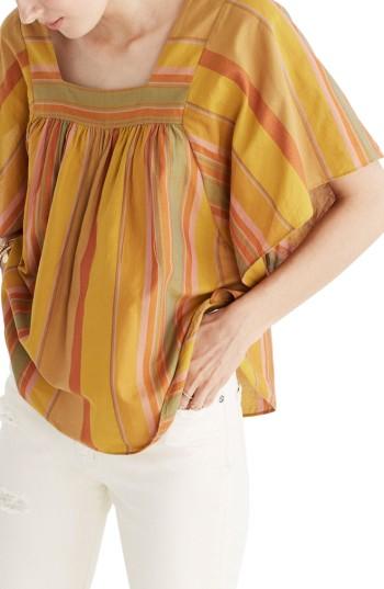Women's Madewell Juliet Stripe Butterfly Blouse, Size - Yellow