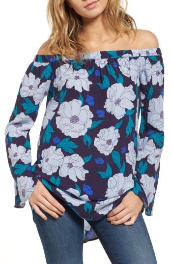 Women's Bp. Off The Shoulder Tunic, Size - Blue