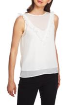 Women's 1.state Ruffle Detail Textured Sheer Check Blouse - White