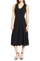 Women's Anne Klein New York Pleated Sweater Midi Dress - Black