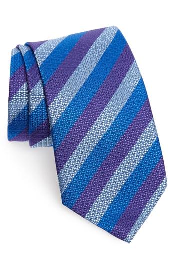 Men's David Donahue Stripe Silk X-long Tie, Size X-long - Purple