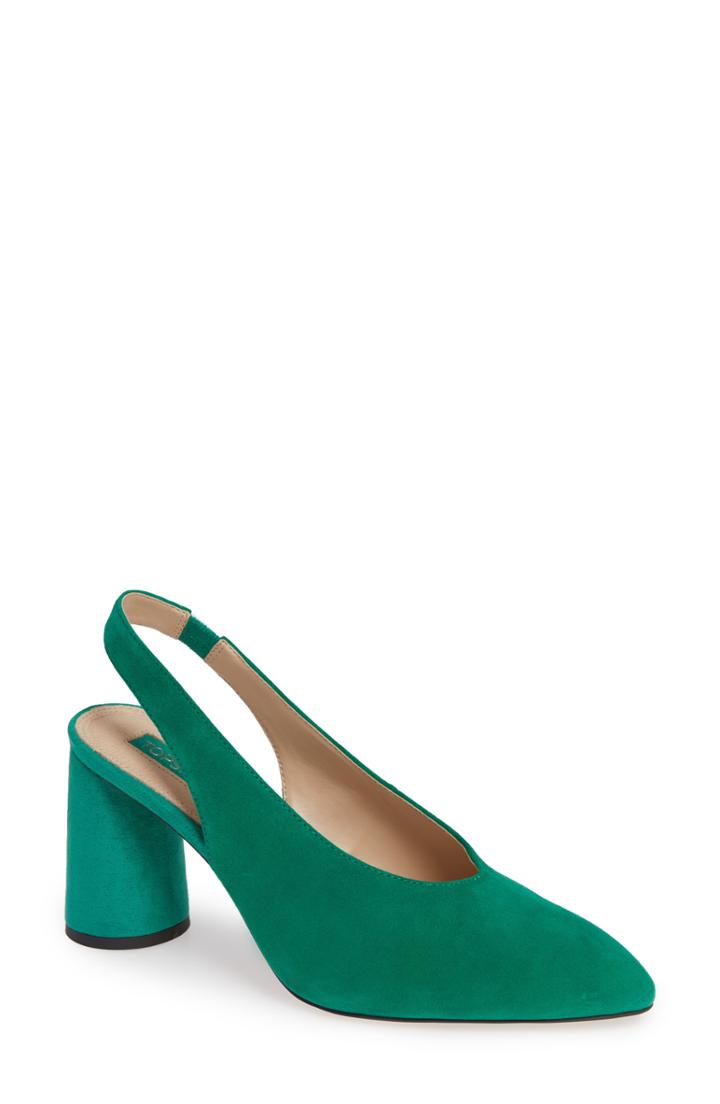 Women's Topshop Gainor Slingback Pump .5us / 37eu W - Green