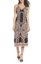 Women's Foxiedox Embroidered V-neck Tea Length Dress - Black