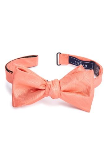 Men's The Tie Bar Herringbone Silk Bow Tie, Size - Coral
