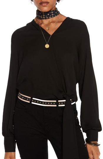 Women's Scotch & Soda V-neck Tie Detail Top - Black