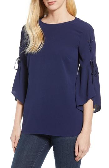 Women's Michael Michael Kors Grommet Tie Sleeve Blouse - Blue