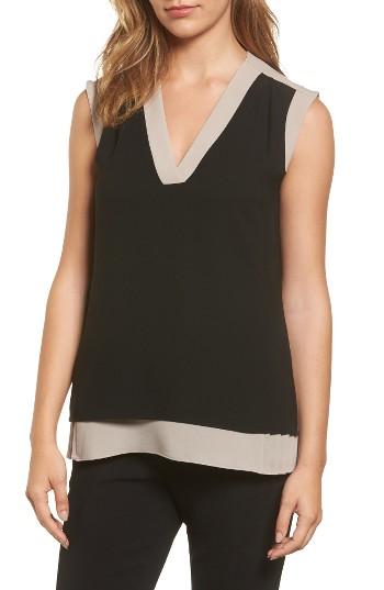 Women's Boss Isalea Pleat Inset Blouse R - Black