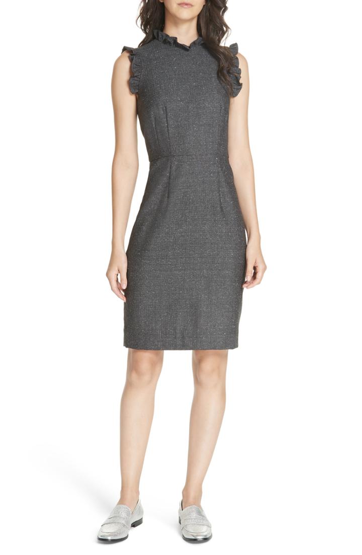 Women's Rebecca Taylor Wool & Silk Herringbone Dress - Grey