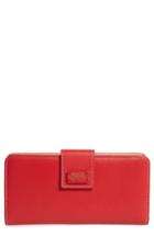 Women's Frances Valentine Slim Jefferson Calfskin Leather Wallet - Red