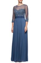 Women's Dress The Population Audrey Embroidered Fit & Flare Dress, Size - Blue
