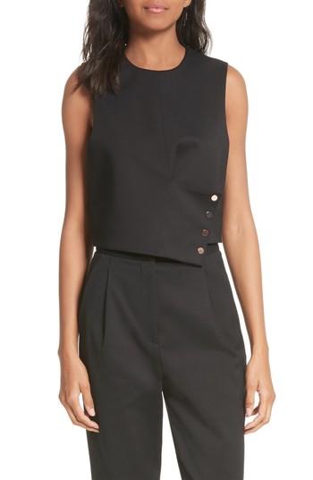 Women's Tibi Asymmetrical Snap Flap Sleeveless Top - Black