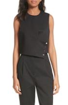 Women's Tibi Asymmetrical Snap Flap Sleeveless Top - Black