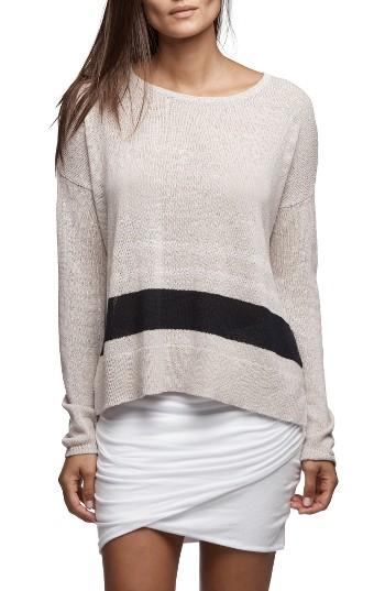 Women's James Perse Stripe Oversize Silk Blend Sweater - Beige