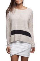Women's James Perse Stripe Oversize Silk Blend Sweater - Beige