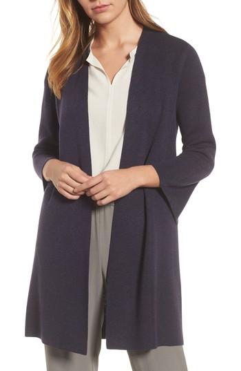 Women's Eileen Fisher Simple Long Cardigan, Size - Blue