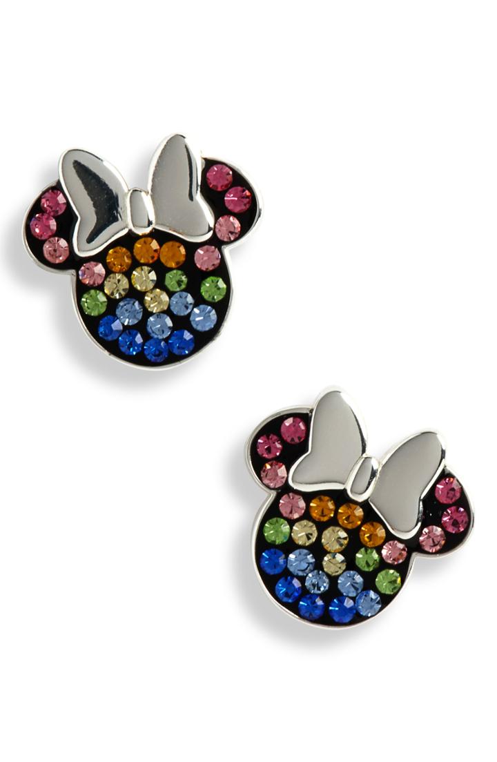 Women's Disney Minnie Multicolor Crystal Pave Stud Earrings