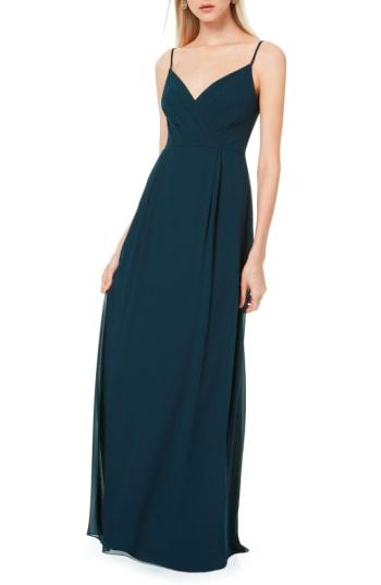 Women's #levkoff Pleated Bodice Chiffon Gown - Blue