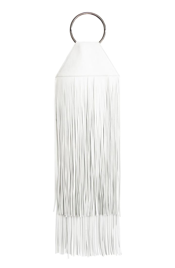 Kara Fringe Lambskin Ring Clutch -