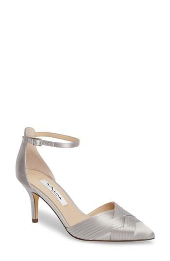 Women's Nina Teriann Ankle Strap Pump .5 M - Metallic
