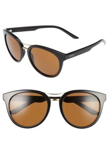 Women's Smith 'bridgetown' 54mm Aviator Sunglasses - Black/ Brown Polar