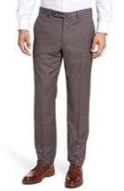 Men's Incotex Benson Flat Front Wool Trousers - Brown